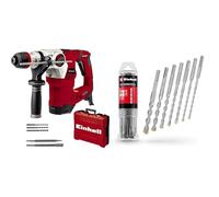 Einhell Martillo perforador TE-RH 32 4F Kit (1250 W, 5 J, perforación + perforación con impacto + cincelado con/sin fijación, incl. maletín E-Box, 3 brocas, 2 cinceles) + Juego de 7 brocas