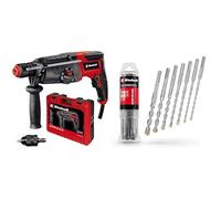 Einhell Martillo perforador TE-RH 950 5F (950 W, engranaje de 2 marchas, intensidad de impacto 3 J, recepción SDS Plus, potencia de perforación hormigón 28mm, tope de profundidad,) + Juego de 7 brocas