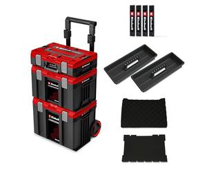 Einhell Original Maletín modular E-Case Rolling Workshop SEALED | Taller sobre ruedas | 3 maletines | máx. 120 kg | antipolvo/resistente a chorros | 44 x 40 x 70 cm | carriles laterales