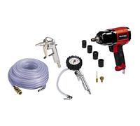 Einhell Original Set de accesorios por aire comprimido de 10 piezas (impacto, pistola de soplado, inflador de neumático, manguera trenzada de 15m, set adaptador balones, 4 llaves, acoplamiento rápido)