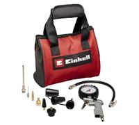 Einhell Original Set de aire comprimido 10 piezas con bolsa | accesorio compresor | adaptador pistola soplado | medidor neumáticos | 8 adaptadores de inflado | Bolsa de accesorios
