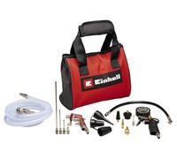 Einhell Original Set de aire comprimido 15 piezas con bolsa | para compresores | Pistola soplado | inflador neumáticos digital | Manguera de tejido de 2,5 m | 8 adaptadores | Bolsa