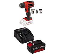 Einhell Pistola de aire caliente con batería TE-HA 18 Li-Solo Power X-Change iones de litio, 18 V, temperatura máx. 500 °C, máx. 200 L/min + Einhell Starter Kit Battery and Charger 18V, 4.0Ah