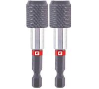 Einhell - Portapuntas de cambio rápido original con vástago de 1/4" E 6.3, 60 mm (cromo vanadio, casquillo de aluminio, imán permanente) (Paquete de 2)
