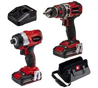 Einhell Power X-Change - Juego de taladro inalámbrico y destornillador de impacto de 18 V, incluye bolsa de almacenamiento, 2 baterías y cargador, TP-CD 18/50 Li-i + TP-CI 18 Li sin escobillas y