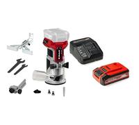 Einhell Professional Fresa de cantos con batería TP-ET 18 Li BL-Solo Power X-Change 18V, 40 mm altura de carrera, motor sin escobillas + Einhell 4Ah Plus Power XChange Starter Kit 18V