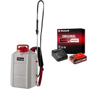 Einhell Pulverizador a presión con batería GE-WS 18/150 Li-Solo Power X-Change Iones de Litio, 18 V, depósito de 15 l con Escala + Einhell Starter Kit Battery and Charger 18V, 4.0Ah