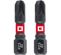 Einhell - Puntas de impacto de doble torsión (2 piezas, 30 mm, acero S2, alta durabilidad, doble efecto torsión, anillo de color rojo, mango C 6.3)