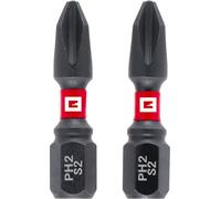 Einhell - Puntas de impacto de doble torsión (2 piezas, 30 mm, PH2, acero S2, alta durabilidad, doble efecto torsión, anillo de color rojo, mango C 6.3)