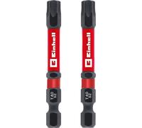 Einhell - Puntas de impacto de doble torsión (2 piezas, 60 mm, T40, acero S2, alta durabilidad, doble efecto torsión, anillo de color rojo, vástago E 6.3)