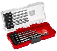 Einhell S-CASE - Juego de 10 brocas de carburo para azulejos (hechas de acero para herramientas, placa de carburo especialmente molida, punta central, doble hélice, vástago E 6.3, incluye caja de