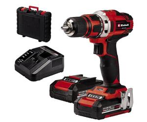 Einhell Set de taladro atornillador a batería TE-CD 18/40-1 Li | PXC | 18 V | 40 Nm | portabrocas 13 mm | 2 velocidades | 21 niveles de par + etapa perforación | 2 baterías 2,0 Ah + cargador