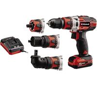 Einhell Set de taladro-atornillador con batería TE-CD 12/1 3X-Li (iones de litio, 12 V, incl. batería 2,0 Ah + cargador, pieza adicional angular y excéntrica, maletín de conservación)