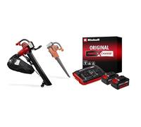 Einhell Soplador de Hojas con Batería GE-CL 36/230 Li E-Solo Power X-Change Iones de Litio, 18 V, 225 m³/h, Bolsa de 45 L + Einhell Starter Kit 2 x 4 Ah Battery and Twincharger 18 V