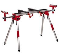 Einhell soporte para sierra ingletadora. Estructura de aluminio estable. Cierres rápidos ergonómicos con palanca para la fijación de la pata. Plegable con altura regulable y extensiones
