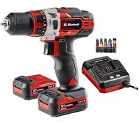 Einhell Taladro atornillador a batería TE-CD 12/1 Li (2x2,0Ah) (Li-Ion, caja cambios 2 veloc., electrónica veloc., iluminación LED, empuñadura suave, incl. 2x2,0 Ah batería + 45 min. cargador)