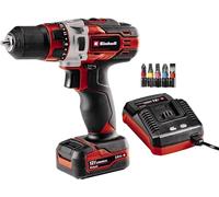 Einhell Taladro atornillador a batería TE-CD 12/1 Li (Li-Ion, 12V, caja cambios 2 veloc., electrónica velocidad, iluminación LED, caja cambios metálica robusta, incl. 45 min cargador + 2,0 Ah batería)