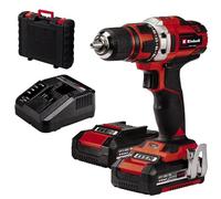 Einhell Taladro con batería TE-CD 18/40-1 Li Kit Power X-Change (18 V, 40 Nm, portabrocas de 13 mm, 2 marchas, 21 niveles de par + etapa de perforación, incl. 2 baterías de 2,0 Ah + cargador)