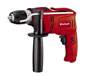 Einhell Taladro percutor atornillador eléctrico con cable - TC-ID 650 E - con guía para espigar kwb - 650 W, 240 V, 2600 RPM, 2 funciones: perforación y taladro de percusión. Control de velocidad.