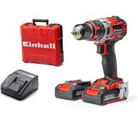 Einhell Taladro percutor atornillador inalámbrico TE-CD 18/50 Li-i BL Power X-Change (iones de litio, 18V, motor sin escobillas, control electrónico del par, 2 baterías 2.0 Ah y cargador) Negro Y Rojo