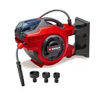 Einhell Tambor de manguera con batería GE-HR 18/30 Li-Solo (18 V, enrollado automático de manguera, pivotable hasta 180°, soporte de pared, manguera y rociador de jardín de 30 m, sin batería)