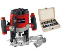 Einhell TC-RO 1155 Kit (1100 W, pinzas de sujeción Ø 6 y 8 mm, variador de velocidad, tope paralelo, adaptador de succión, con accesorios y varias fresas)