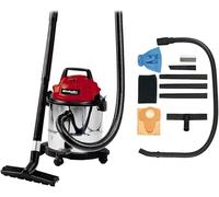 Einhell TC-VC 1812 S - Aspirador en seco y húmedo, 1250 W, 220-240 V, 50 Hz, 180 mbar, 78 dB (A), 12 l, Color Rojo, Negro, Blanco