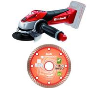Einhell TE-AG 18 Li solo - Amoladora (sin batería, Power X-Change, 18 V) color rojo + KWB 49721140 - Disco corte diamante fino 115x22 mm sb