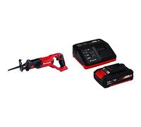 Einhell TE-AP 18 Li -Sierra de sable inalámbrica, sistema de gestión de la batería, 18 V, carcasa con soportes + 4512040 Kit con Cargador batería de Repuesto, tiempo de carga: 30 Minutos