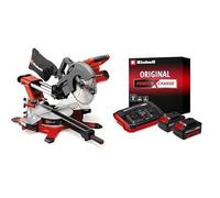 Einhell Tronzadora-ingletadora con batería TE-SM 36/10 L Li-Solo Power X-Change, 36V, hoja de sierra 254 mm, 3800 rpmr+ Einhell Starter Kit 2 x 4 Ah Battery + Twincharger 18 V