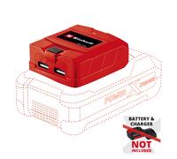 Einhell USB Fast Charger 2.1A Power Bank Adaptador Para Batería Power X-Change BARE