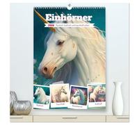 Einhörner. Mystisch, kraftvoll und traumhaft schön (hochwertiger Premium Wandkalender 2026 DIN A2 hoch), Kunstdruck in Hochglanz: Das liebliche Fabelwesen mit dem magischen Horn