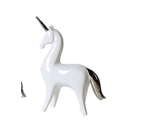 Einhorn Starlet Porcelana Blanca Esmaltada Con Cuerno Y Cola Plateados 15870