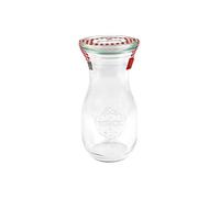 EINKOCHWELT budzik z sokiem, 250 ml z okrągłą pokrywką 60 mm i etykietą z pieczęcią, czerwony/biały w kratkę (1 sztuka)