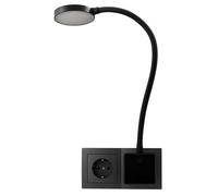 EINLICHT Lámpara LED de enchufe | Halo | 3,3W, 438lm, regulable en 3 niveles, luz cálida 3000K, cuello flexible, ideal para lectura, 5 años de garantía, negro