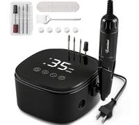 Einniewi Torno para Uñas Profesional 35000RPM, Lima Uñas Electrica con Botones Táctiles y Pantalla HD LED Digital, Nail Drill Kit Manicura y Pedicura, Quitar Acrílico Gel/Esmalte/Callos, Negro