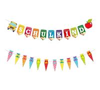 Einschulung Deko,Deko Einschulung Junge 2026,Schulkind Schulanfang Mädchen Girlande,Banner Schultüte Jungen,für Dekoration Set,Endlich Hänge Zuckertüten ABC Dekobunter Schulanfangsdekorationen