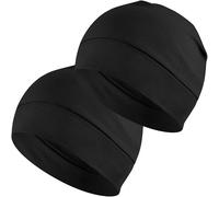 EINSKEY Gorro de ciclismo bajo casco, ligero y fino gorro de algodón unisex, perfecto como gorro para dormir, correr, quimioterapia o gorra de calavera, paquete de 2 negro