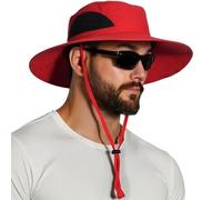 EINSKEY - Sombrero anti rayos UV para hombre y mujer, ala ancha, plegable, impermeable. para senderismo, jardinería, safaris, campo, 01 rojo., Talla única