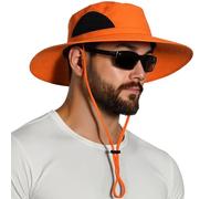 EINSKEY - Sombrero anti rayos UV para hombre y mujer, ala ancha, plegable, impermeable. para senderismo, jardinería, safaris, campo, 01 naranja., Talla única