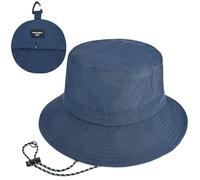 EINSKEY Sombrero de pescador plegable con correa de barbilla para hombres y mujeres, sombrero de sol ajustable de secado rápido para playa, safari, pesca, senderismo, azul (02 Navy Blue), talla nica