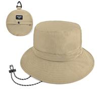 EINSKEY Sombrero de pescador plegable con cuerdas para hombres y mujeres, sombrero de sol ajustable de secado rápido para playa, safari, pesca, senderismo, protección UV, 02 Caqui, Talla única