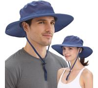 EINSKEY Sombrero de sol refrescante para hombres y mujeres, sombrero de ala ancha plegable con cola de caballo ajustable para pesca y senderismo, 01 Azul marino, talla única