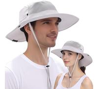 EINSKEY Sombreros de sol para hombres y mujeres, sombrero de ala ancha UPF 50+, protección UV, cola de caballo, plegable, sombrero de pesca, senderismo, playa, safari, 01 Blanco roto, talla única