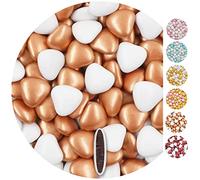 EinsSein 1kg Corazones de Chocolate boda bautizo blanco-bronce perla - corazon bombones para boda comunión - decoración de mesa - wedding favours - paladillas de chocolate, regalos invitados
