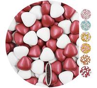 EinsSein 1kg Corazones de Chocolate boda bautizo mezcla medio blanco-burdeos perla - corazon bombones para boda comunión - decoración de mesa - wedding favours - paladillas de chocolate