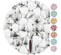 EinsSein 1kg Corazones de Chocolate boda bautizo Mezcla medio blanco-plata brillante corazon amor formas bombones confeti peladillas candy bar cumpleaños niños regalos Tradición italianas botes