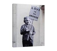 Einstein, Love Is The Answer II por Banksy Canvas Art Posters and Prints with Framed Farmhouse Wall Decor Murals 90x70cm Marco interno