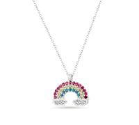 Einzelstück® Collar con colgante de arco iris sobre el arco iris, cadena de oro rosa, plata de ley 925 chapada en oro rosa de 14 quilates, cadena de plata con piedras de circonita, antialérgico y sin