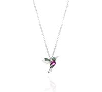 Einzelstück Collar con colgante de colibrí, plata de ley 925, cadena de plata chapada en oro real, colgante de pájaro (collar de colibrí dorado), Plata esterlina, Circonia cúbica
